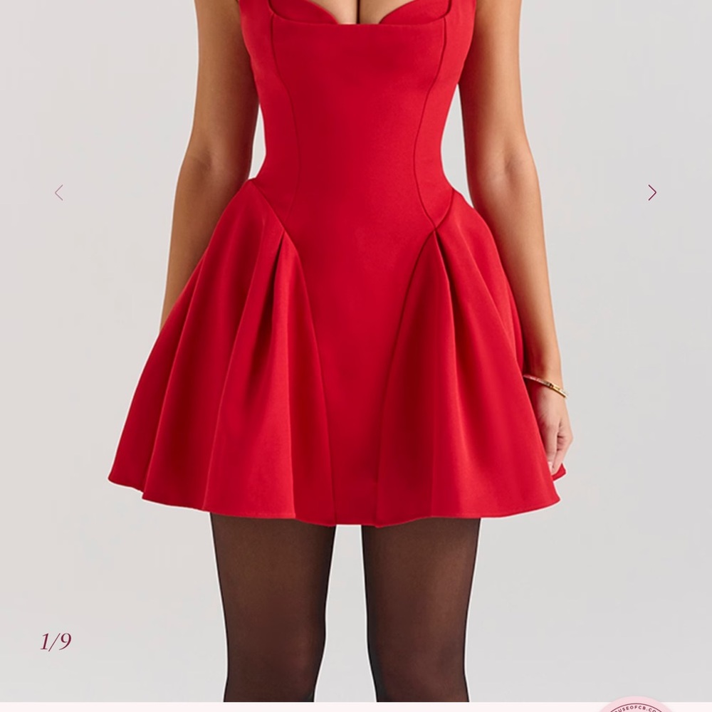 House of CB Red Sleeveless Sweetheart Mini Dress